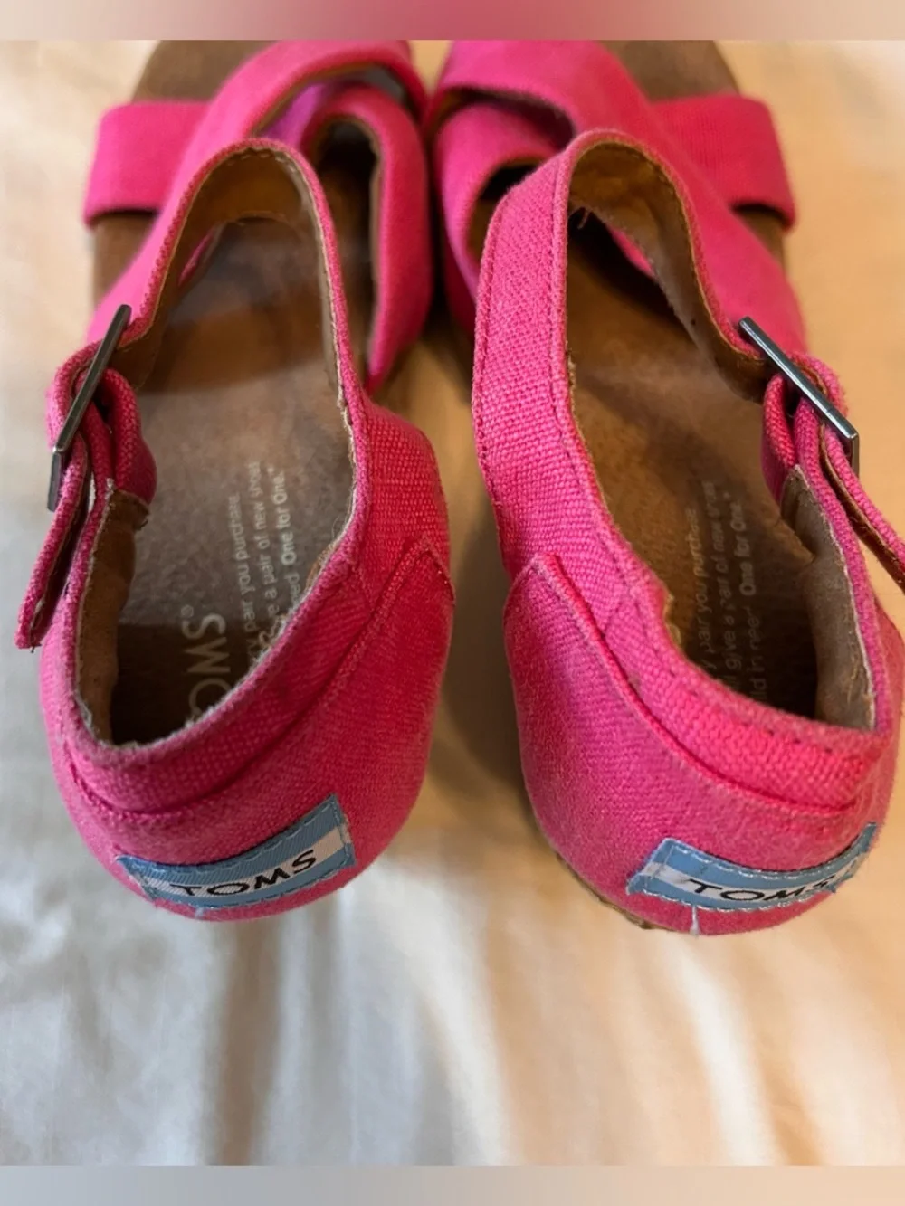 Toms Pink Strappy Wedge Espadrille Sandals
